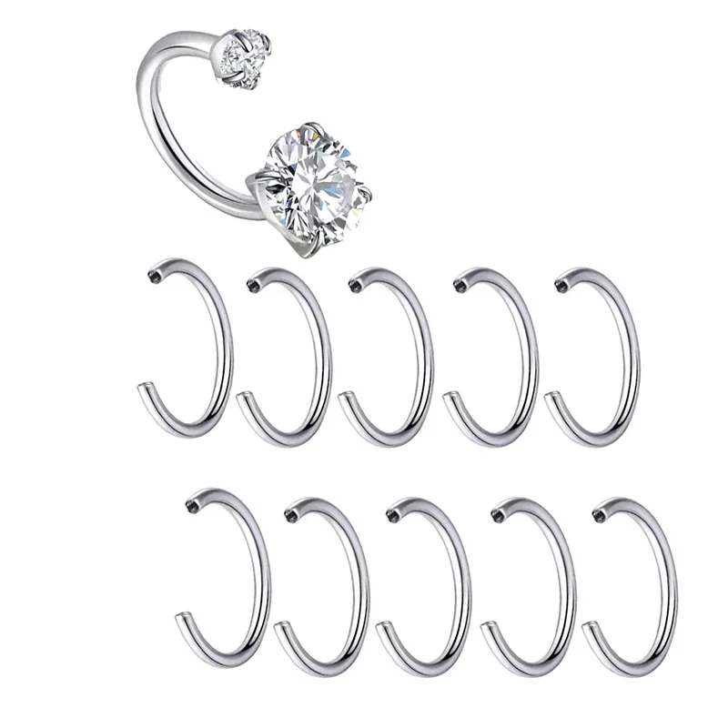 10 Stück ASTM F 136 Titan PIERC Innengewinde Hufeisenzubehör für 0,9 mm-1,2 mm Gewindekopf Ohrring Piercing Körperschmuck