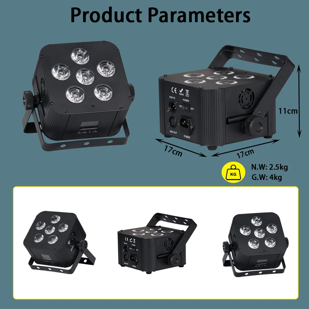 6 szt. Uplight 6x18W RGBWA+UV 6-w-1 Bezprzewodowe, Zasilane Bateryjnie LED Par Light WIFI Pilot Zdalnego Sterowania DJ Światło Ślubne