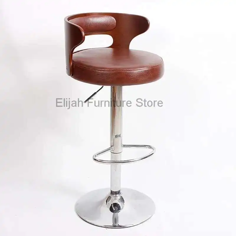 Bar Platform Ascending And Descending Chair Front Desk Solid Wood High Bar Stool Rotating Backrest Modern Simplicity Furniture