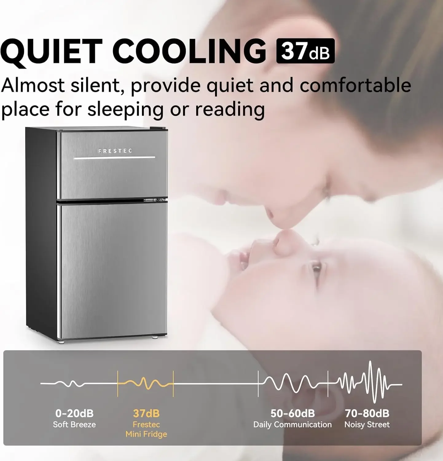 3,2 Cu.Ft. Мини-холодильник с морозильной камерой, 2-дверный холодильник и морозильная камера, небольшой холодильник для спальни, домашнего офиса, общежития, небольшой охл для напитков