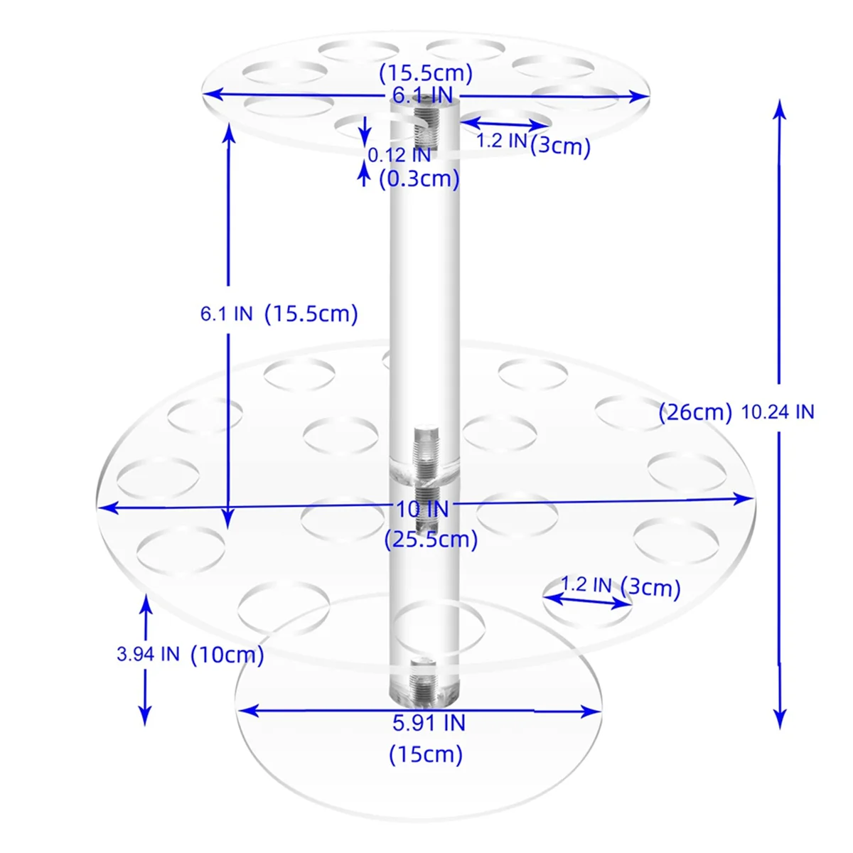 Support de crème glacée transparent, support de cône de gâteau, outils de cuisine de cuisson, panneau de mariage en acrylique, présentoir de nourriture avec 2 couches