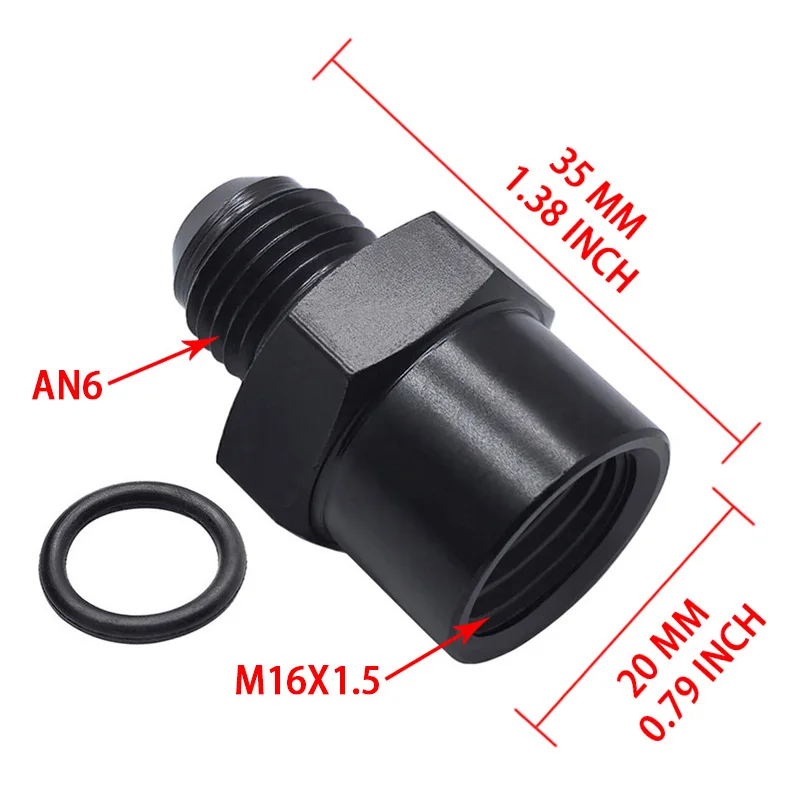 

1PC Aluminum M16x1 5 Female to 6AN Male Flare Adapter Fuel Fitting Black
