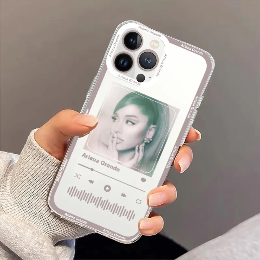 Singer A-Ariana G-Grandes Phone Case For iPhone 11 12 Mini 13 14 Pro Max Transparent Shell