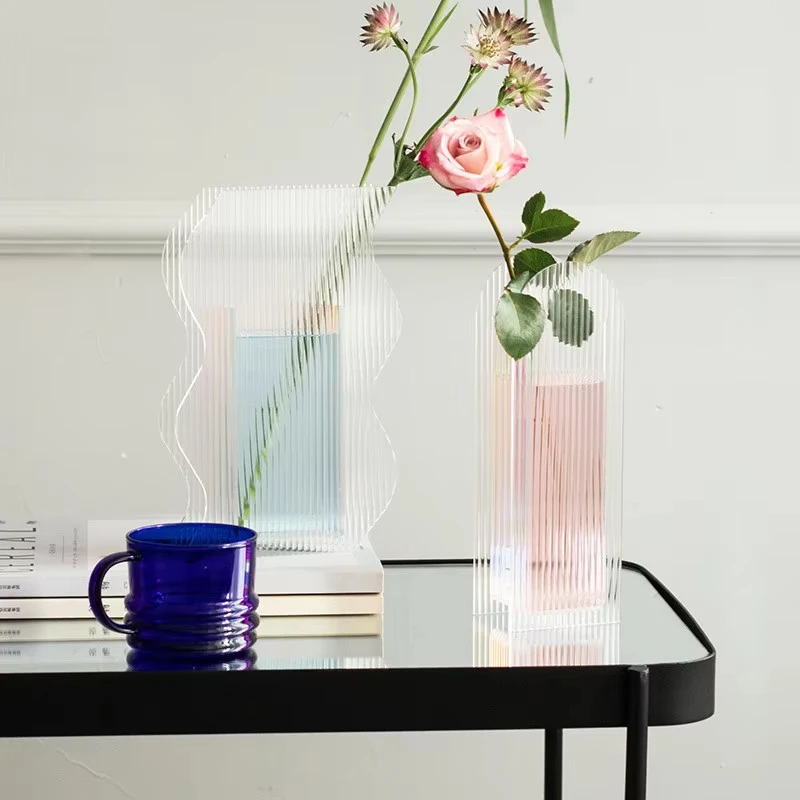 Cutelife Nordic Large Transparent Acrylic Flower Vase Hydroponic Living Room Home Decoration Vase Geometric Wedding Plant Vase