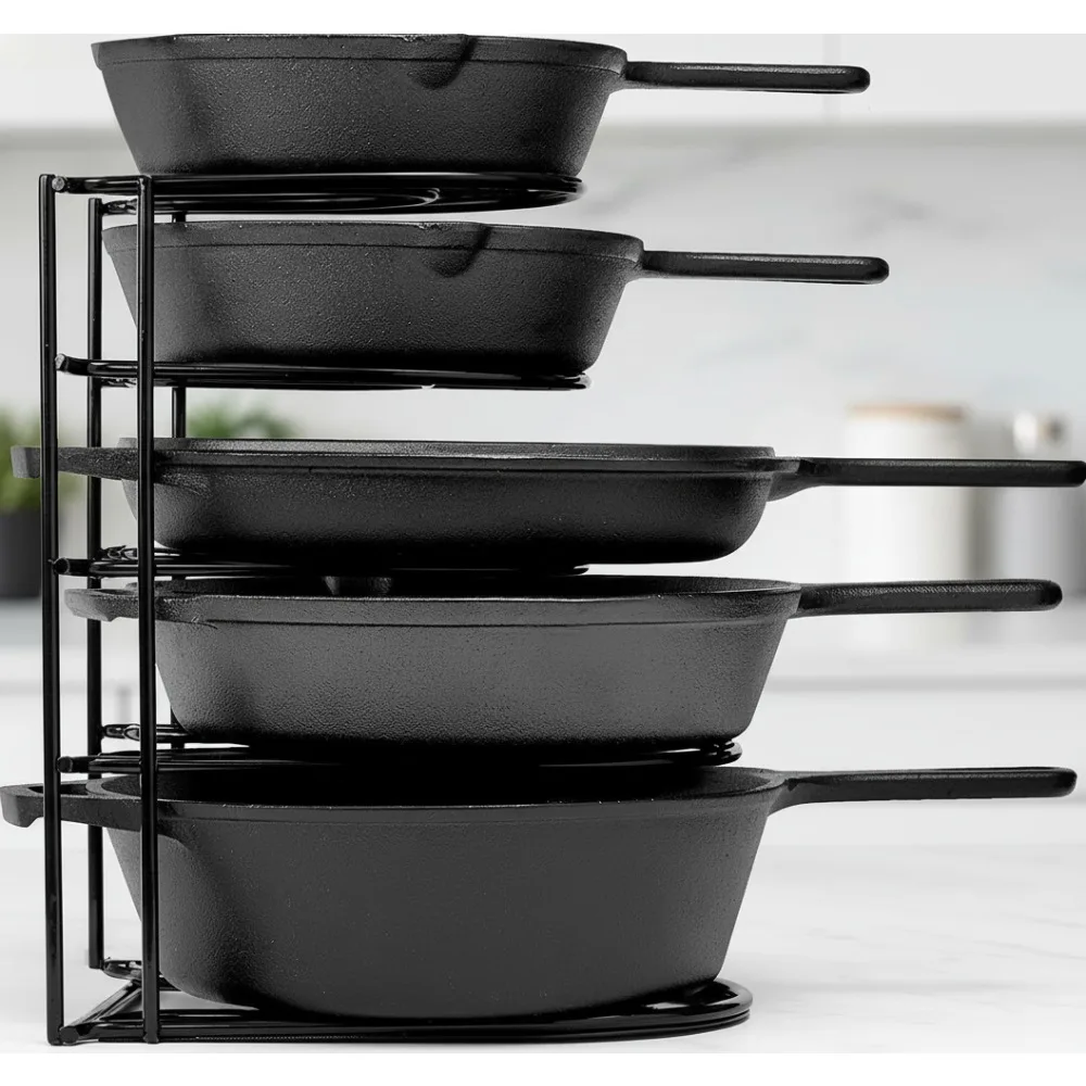 

5-уровневая сверхмощная стойка-органайзер для кастрюль — высота 12,2 дюйма, вмещает чугунное хранилище на 50 фунтов, экономия места на кухне
