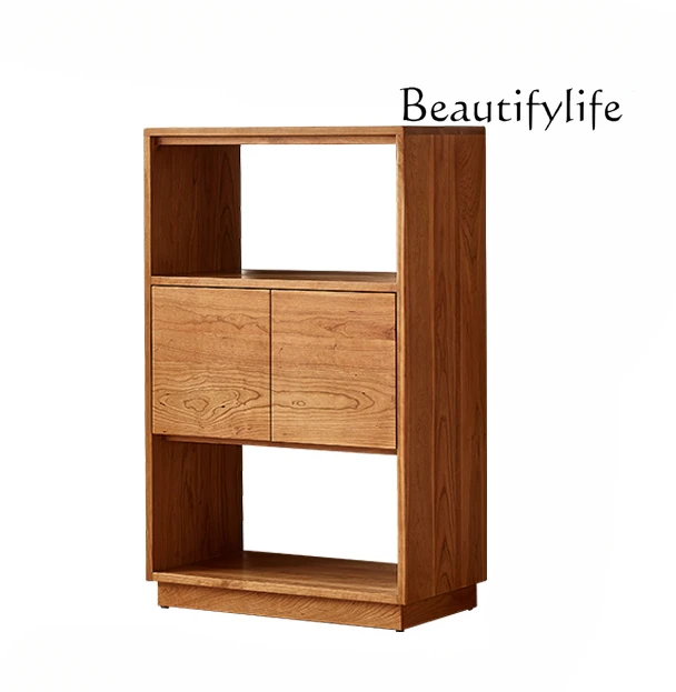 Bookcase Cherrywood Bookcase Japanese Style Study Bookshelf Living Room Floor Cabinet Entire Wall Display Cabinet Nordic Style