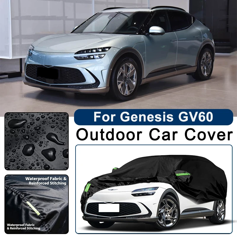 

Outdoor Car Cover Waterproof Dustproof UV Sun Protection, Full Car Protector Exterior Accessories For Genesis GV60 JW