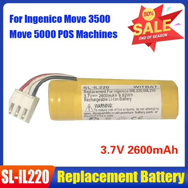 3.7V 2600mAh F26402298 for Ingenico Move 3500 Move 5000 POS Machines Battery