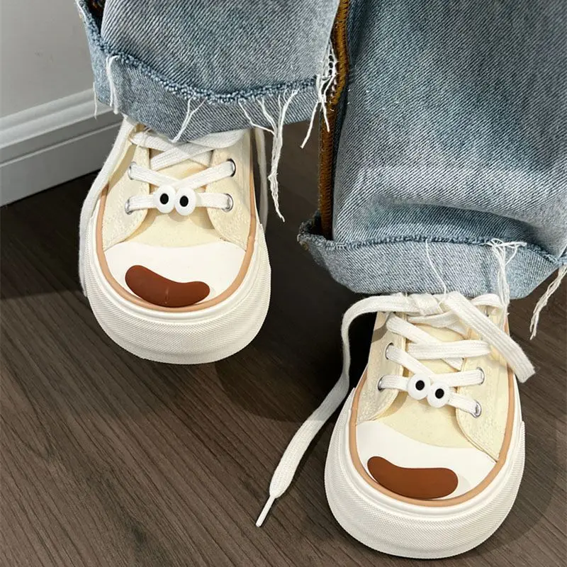 Kawaii Women Vulcanize Shoes Platform Sneakers Femme Spring Summer Sports Tennis Female Casual Cute Flat Vintage Footwear