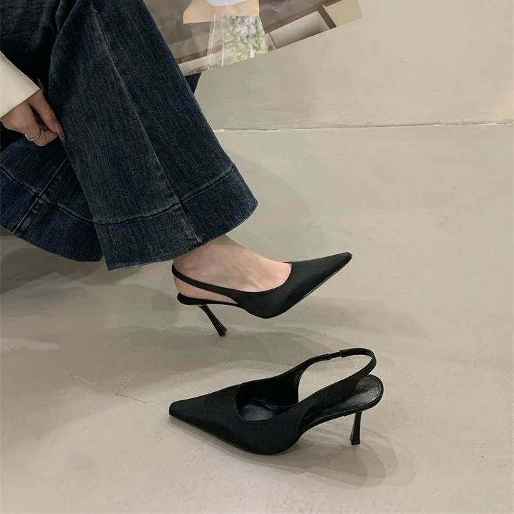 

2026 Spring New Women's Patent Leather Stiletto Heel Sandals Buckle Peep Toe Mules Elegant Party Office High Heels Shoes