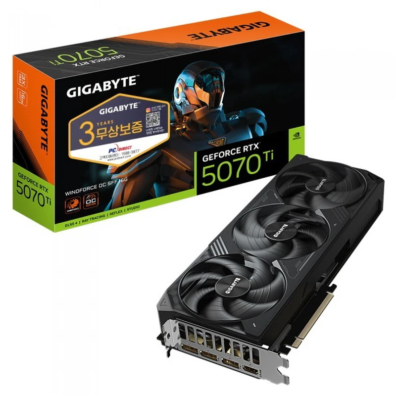جيجابايت Geforce Rtx 5070 Ti Windforce Oc Sff D7 16 جيجا بايت للكمبيوتر المباشر (أو الكمبيوتر المباشر)