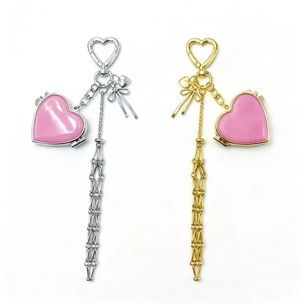 

New Stainless Steel Lip Gloss Holder Keychain with Camel Mirror Potable Lipstick Bag Keyring Custom Logo Key Chain Women Gift