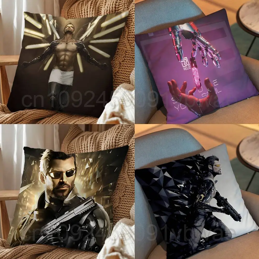 game Deus Ex Pillow Case Square Double-Sided Printing Short Plush Sofa Cushion Cover Bedroom Bedside Pillow