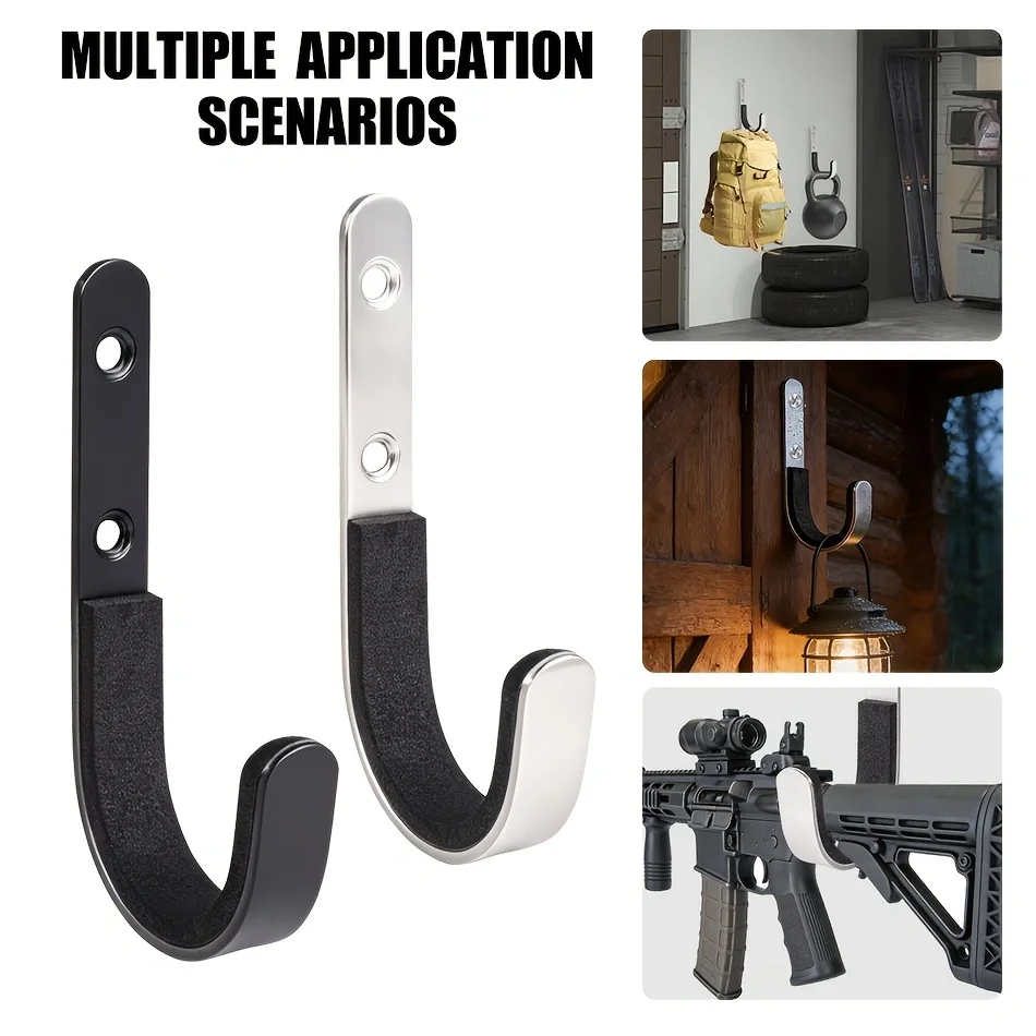 Wall mounted gun rack hook, designed specifically for storing rifles, shotguns, and bows and arrows.