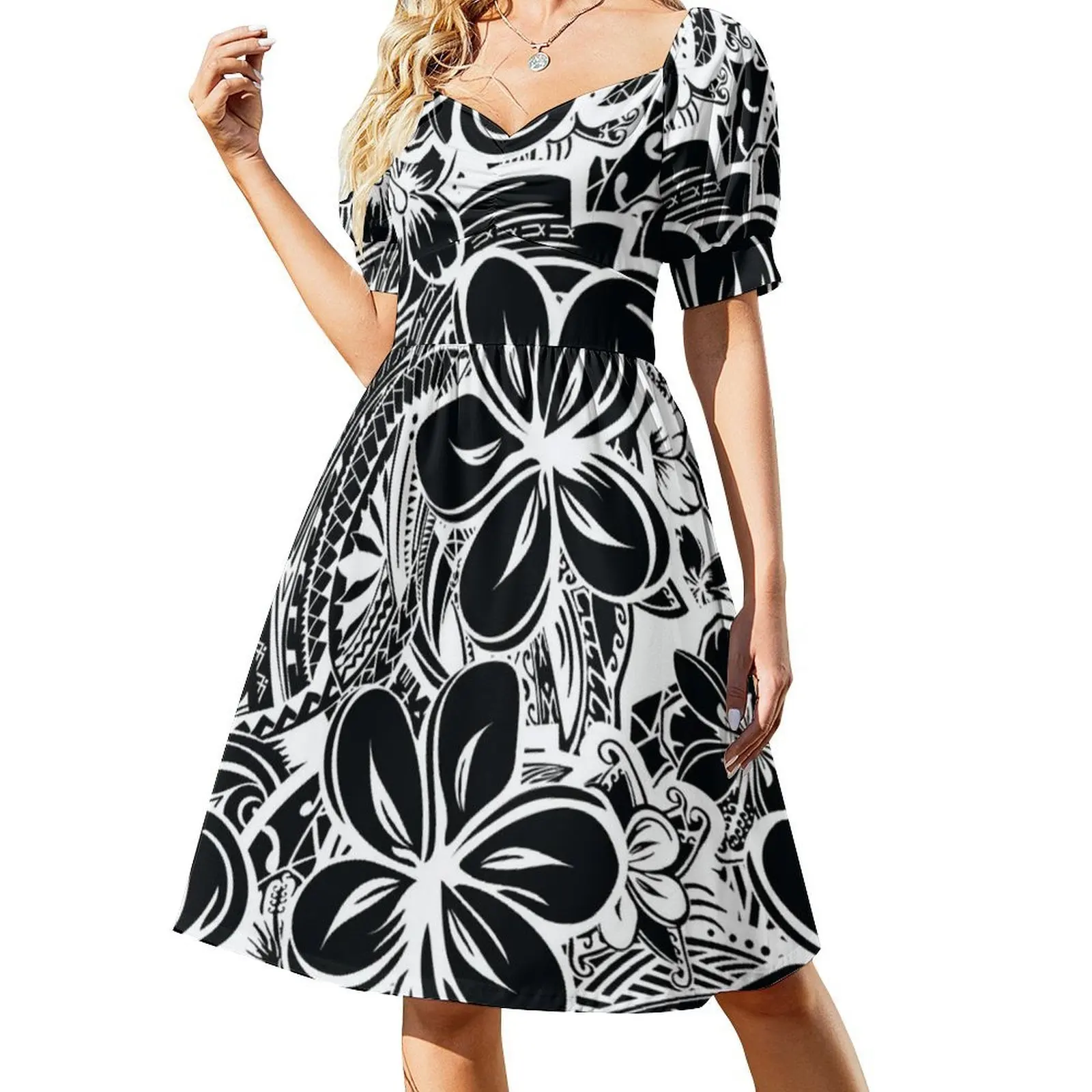 فستان سافاي بولينيزيا قبلية بوهو شيك أنيق أنيق على الشاطئ لحفلات الزفاف ثوب ساموا تابا بولي وشم بولينيزي #2