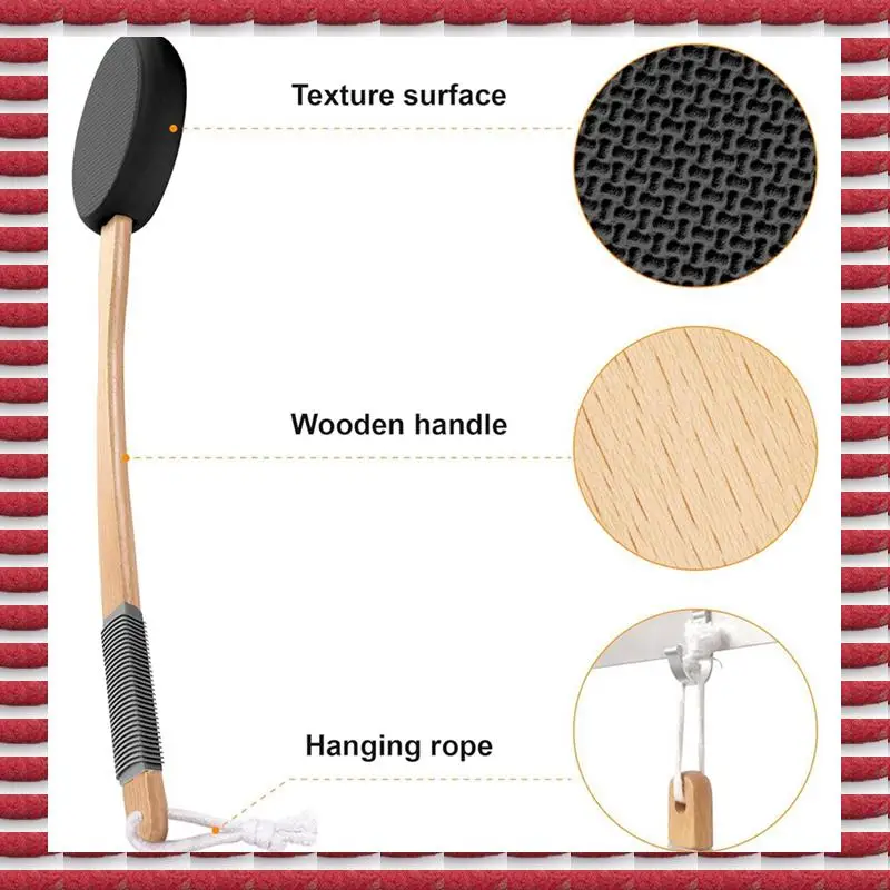 A97G Аппликатор для лосьона для спины с длинной ручкой и 4 сменными подушечками, идеально подходит для молодежи и пожилых людей — черный.