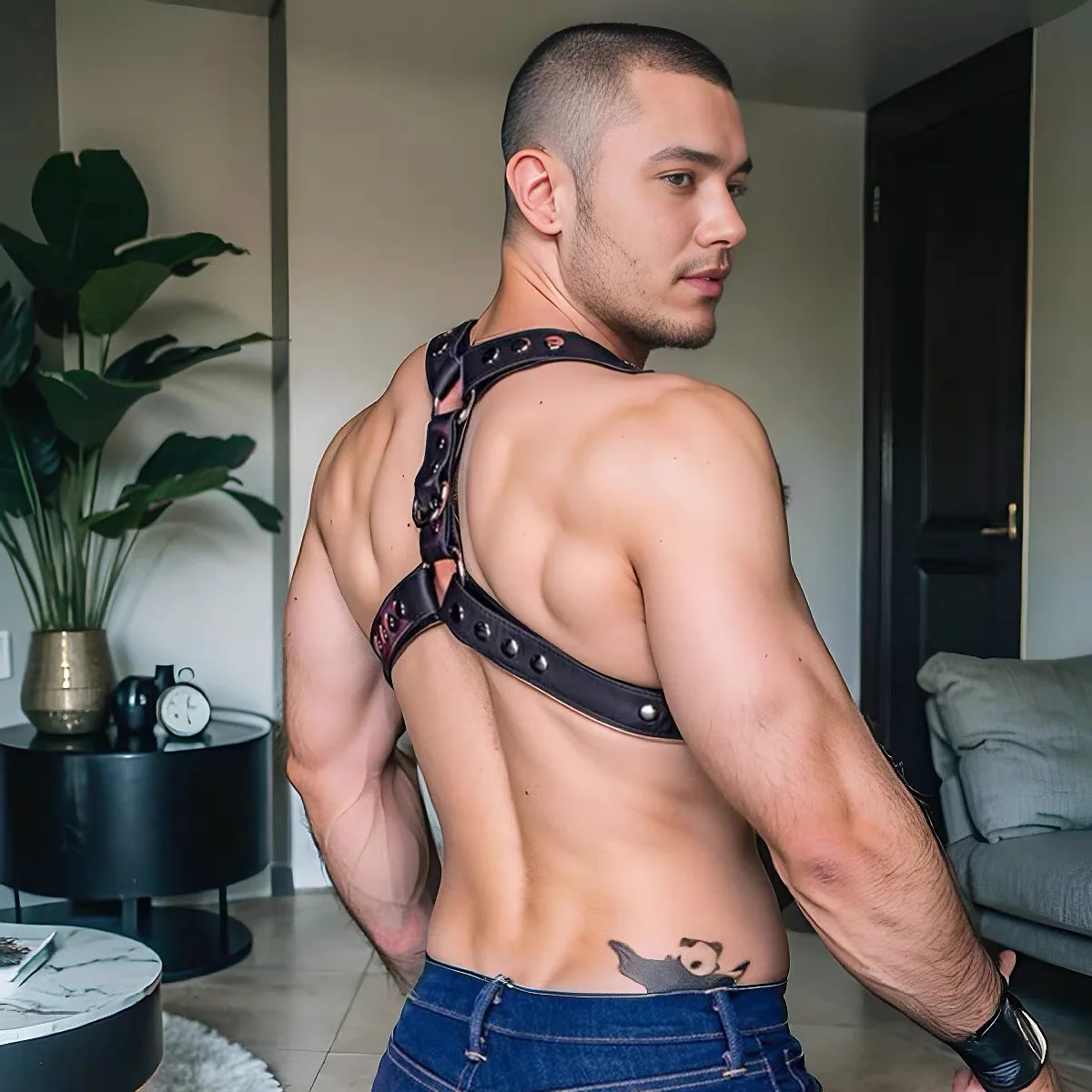 Men Harness Belts Fetish Gay Clothing for Sex Rave Sexual Leather Chest Adjustable BDSM Gay Body Bondage Cage Harness Lingerie