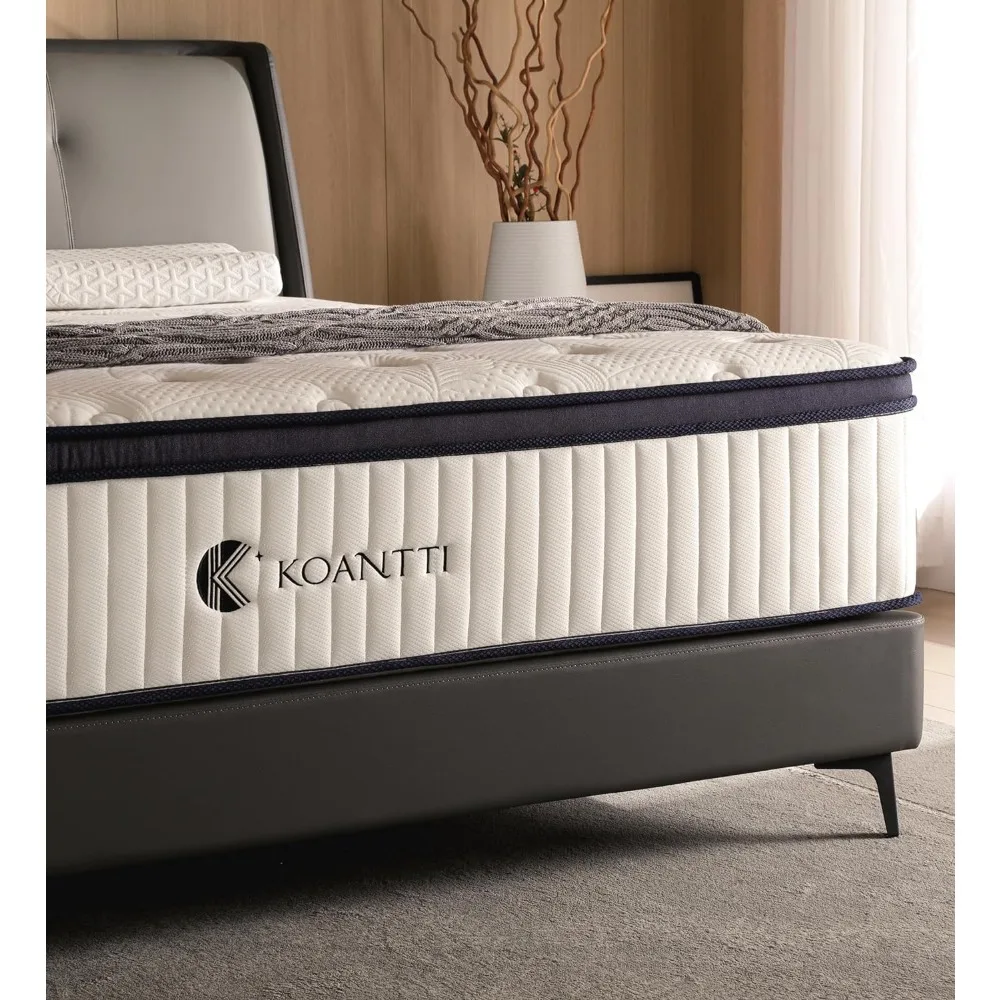 Queen Mattresses,14 Inch Queen Size Mattresses in a Box,Memory Foam Hybrid White & Black Mattress with Provide Support