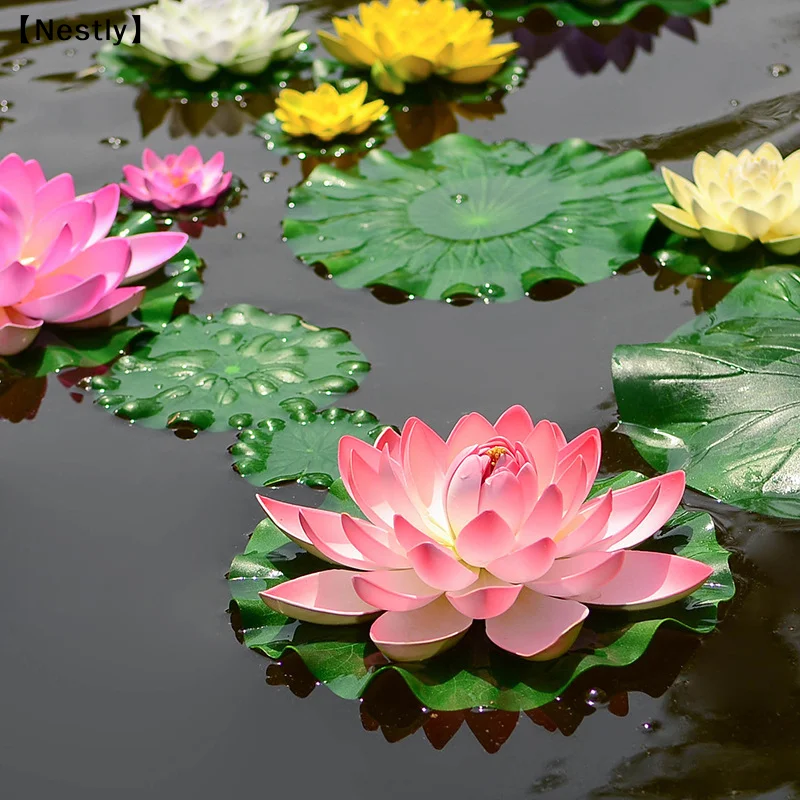 Artificial Floating Leaves Fake Foliage Plant 10/15/18/28/40cm EVA Green Round Leaf Garden Pond Pool Decor〔Nest〕