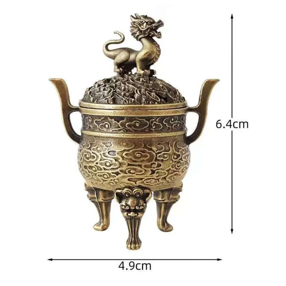 Vintage Alloy Sandalwood Incense Burner Elephant Lucky Hollow Out Lotus Incense Censer Year of the Horse Mini Three Legged Stove