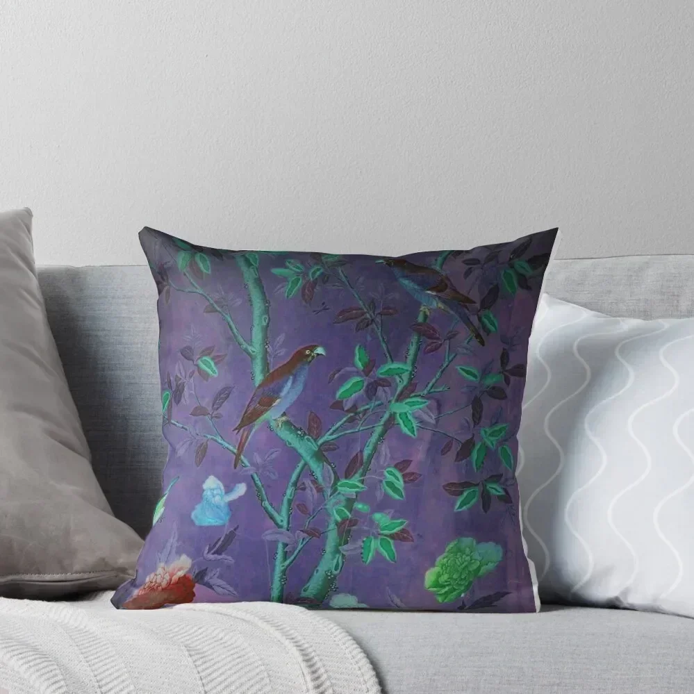 Aubergine & Teal Chinoiserie Throw Pillow Cushions Home Decor Embroidered Cushion Cover pillow