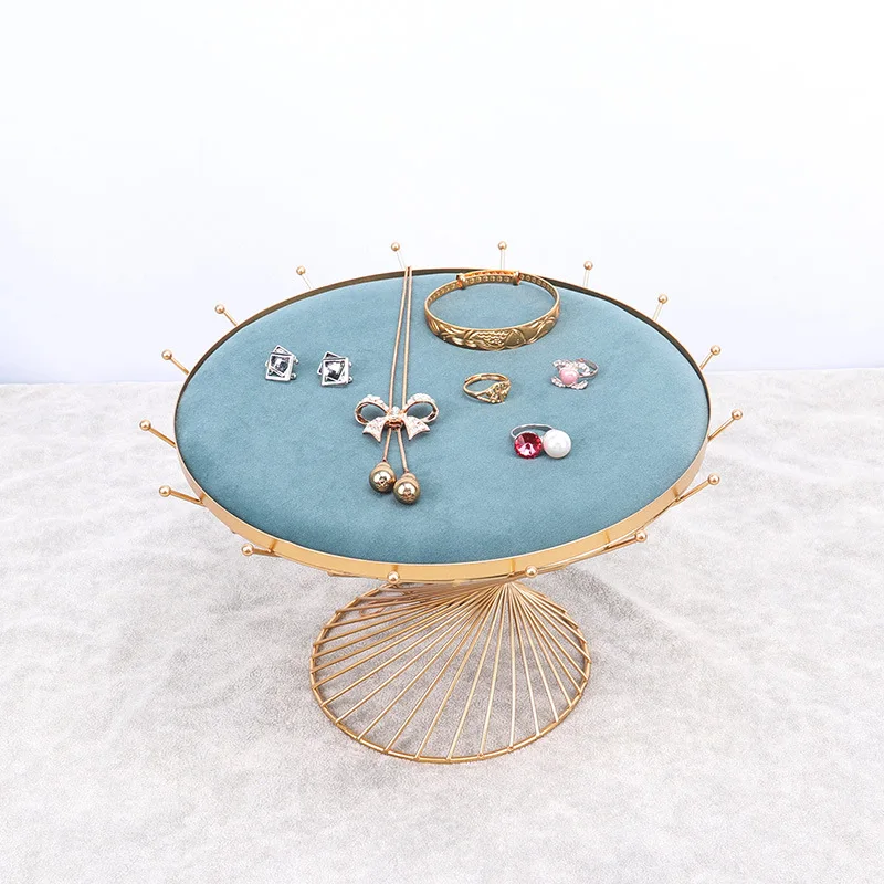 Green Round Drum Tray Basket Store Jewelry Display Storage Display Props Jewelry Display Shelf Desktop Storage Shelf