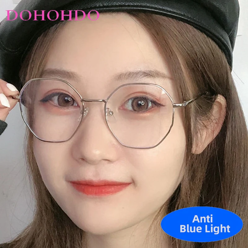 

Classic Trendy Metal Polygon Anti Blue Light Glasses Woman Men Fashion Luxury Brand Reading Eye Protection Optical Eyeglasses