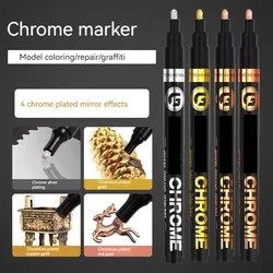 Rotulador galvanizado de espejo cromado, pincel para pintar con grafiti, color plata, oro, amarillo y rojo, 0,7/1,0/2,0/3,0mm