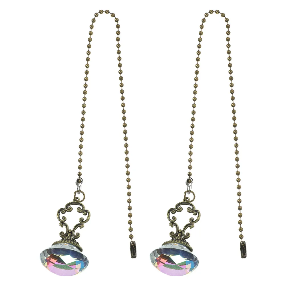

2 pcs Bronze Crystal Pull Chain Extension For Ceiling White Metal String Decorative Chain Replacement Wall Mount