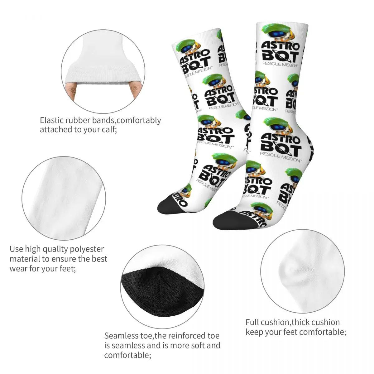 Winter Warm Funny Women Men ASTRO BOT Rescue Mission LOGO With Bot Socks Astrobot Non-slip Football Socks