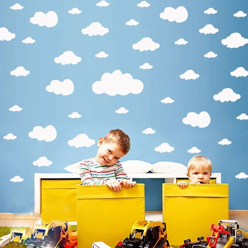 

68 Pieces/set of Cartoon Cloud Wall Stickers, Suitable for Children's Baby Room Home Decoration Art Mural PVC Wallpaper