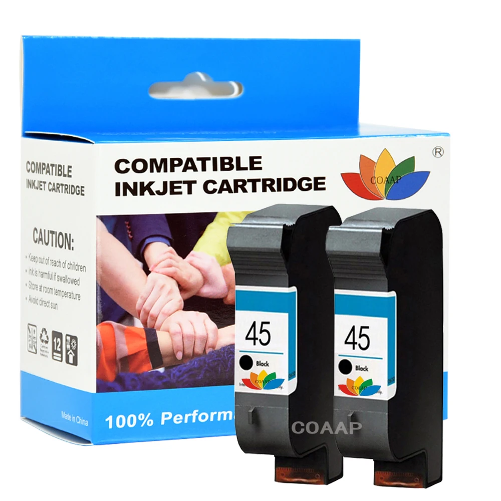 2x Refilled HP45 51645A for HP78 C6578D Ink Cartridges for HP Deskjet 710C,820Cse,820Cxi,920C,930C,948C 950C,970CXI,990CXI,995