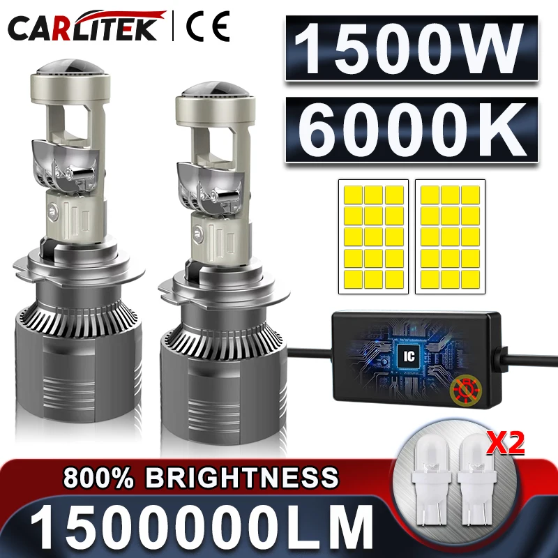 1500W 1500000LM H7 LED Canbus 30PCS 9585 CSP CHIPS Car Headlight Mini Lens H11 H8 9005 9006 HB3 HB4 H9 LED 2X Projector Bulb 12V