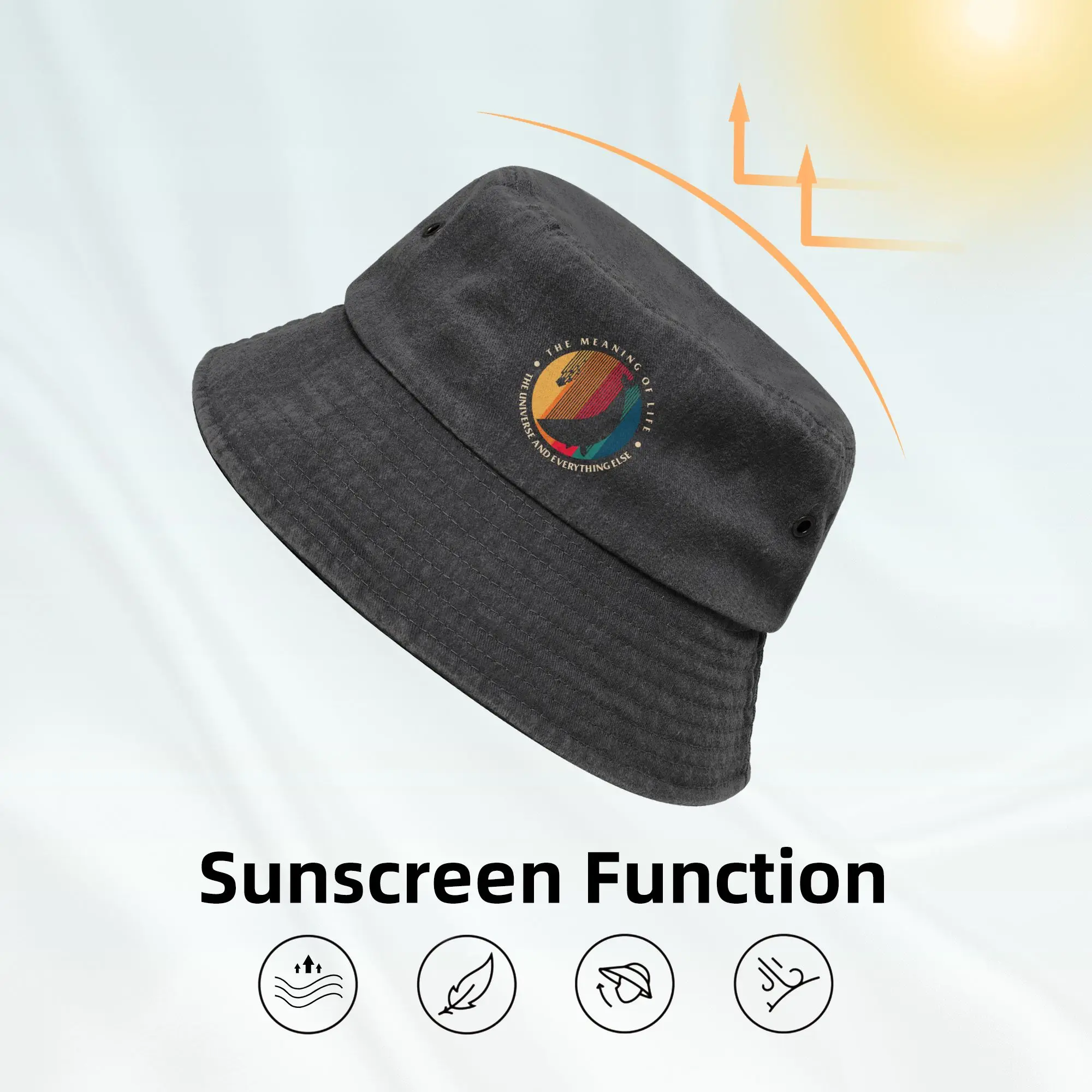Unique dont panic 42 The Answer To Life Cotton Bucket Hat For Unisex  Washed Distressed Bob Hat Beach Vacation Getaway Headwear