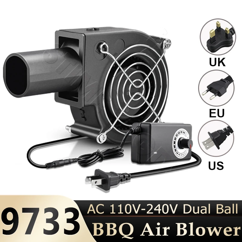 

Gdstime 9733 Air Flow Blower Ball 9CM Cooling Fan Variable Speed 110V 230V Centrifugal Blower For Wild Camping Picnic BBQ Stove