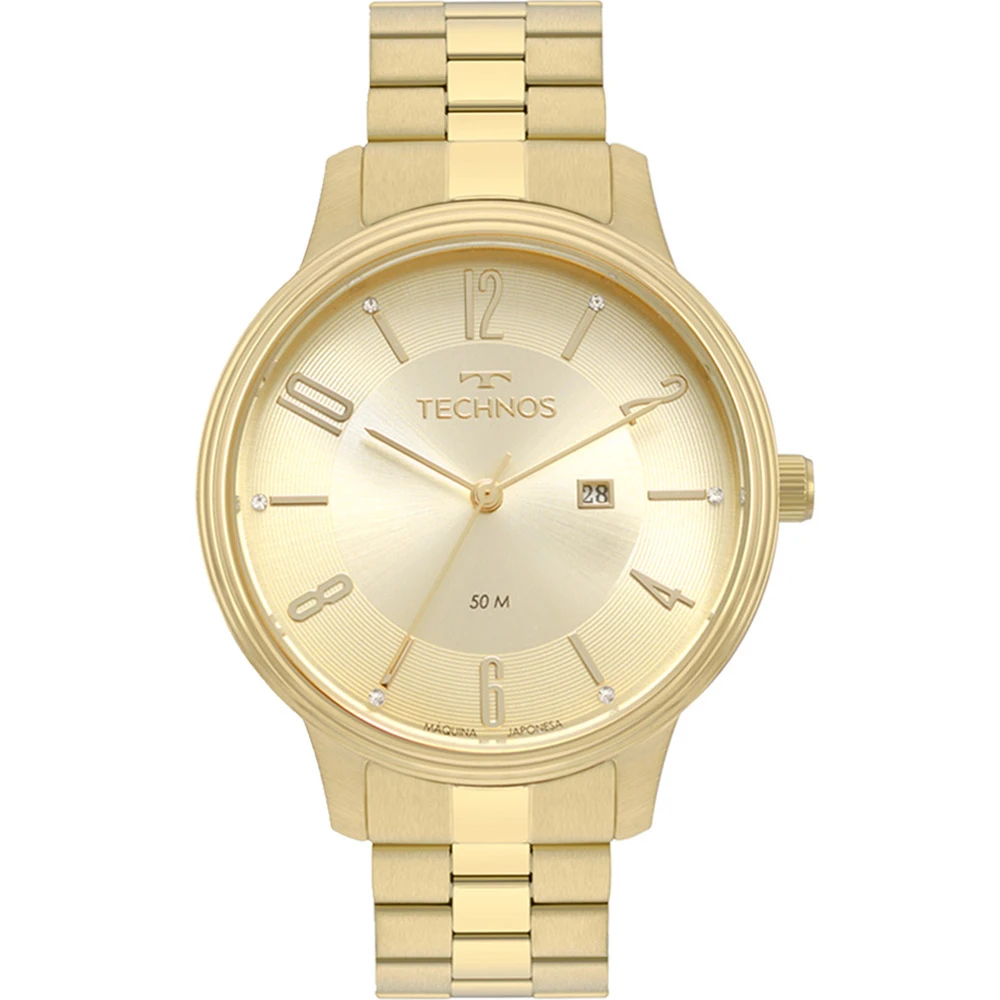 Technos Women's Golden Watch With Calendario