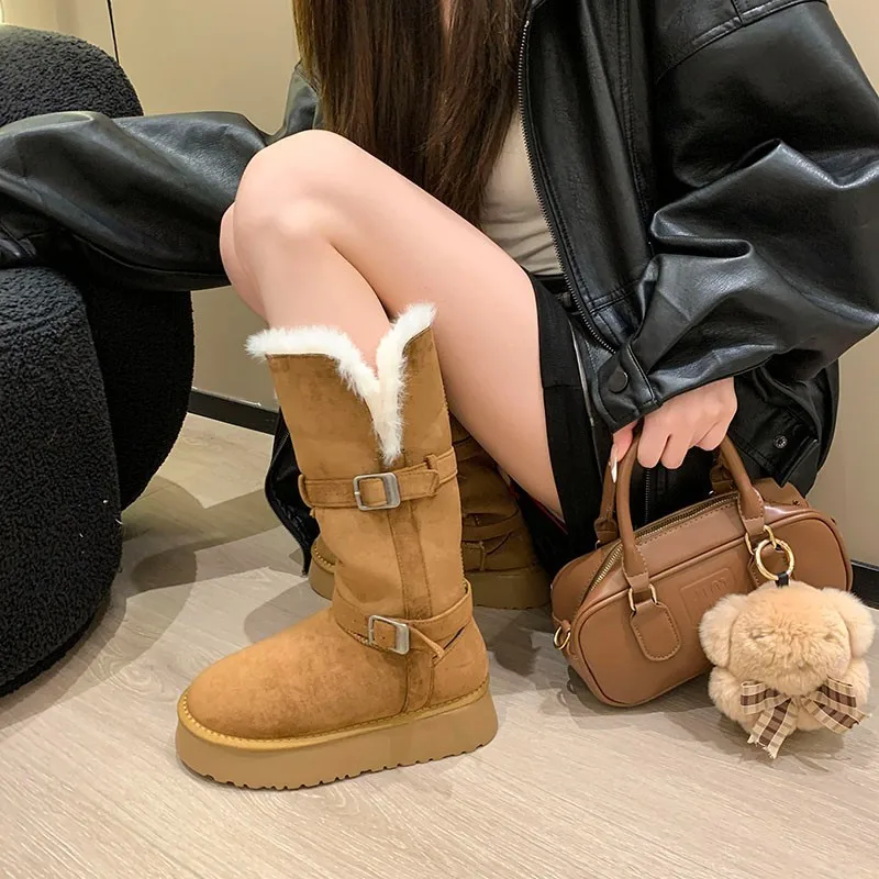 

Long tube gray snow boots for women 2025 new winter thick soled and plush thick high tube cotton shoes for women