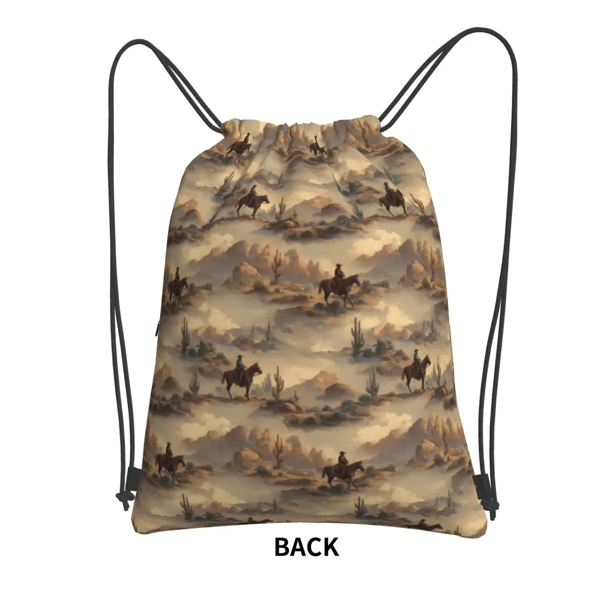 Cowboy In Desert Western Landscape Pattern Backpacks Portable Drawstring Bags Shoes Bag Book Bags for Man Woman Students