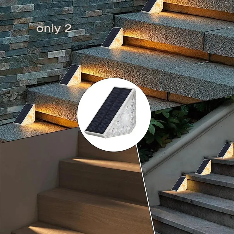 AB45 Luci per gradini per esterni da 2 pezzi Luci per scale impermeabili a LED Luci da ponte ad alta luminosità Luci per gradini multiuso per giardini
