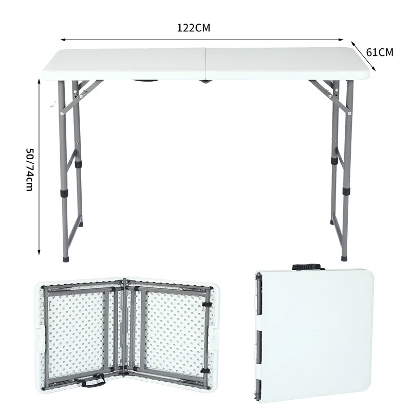 Popular Portable Easy Carry White Rectangle Outdoor picnic Plastic Folding Table