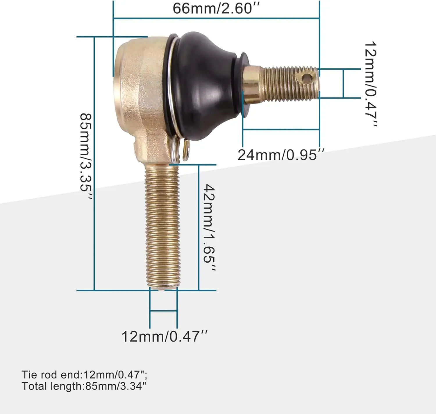 12mm x 12mm Tie Rod End Replacement for 150cc 250cc Baja Roketa Go Kart ATV Dune Buggies Package of 2
