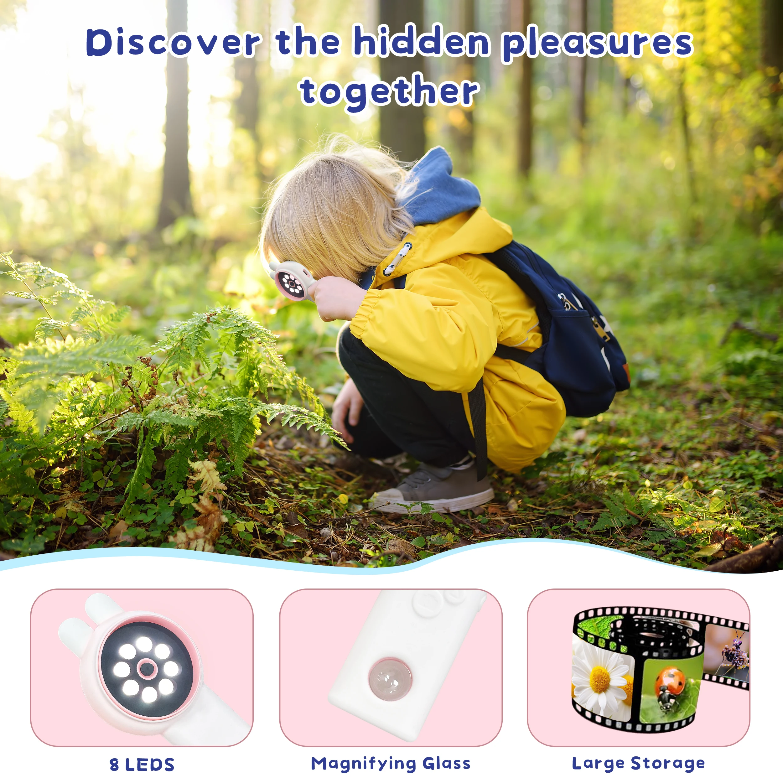 Pocket Microscope Kids 500X Science Toy With Photo And Video Function Mini Handheld Microscope Outdoor Children Educational Toy