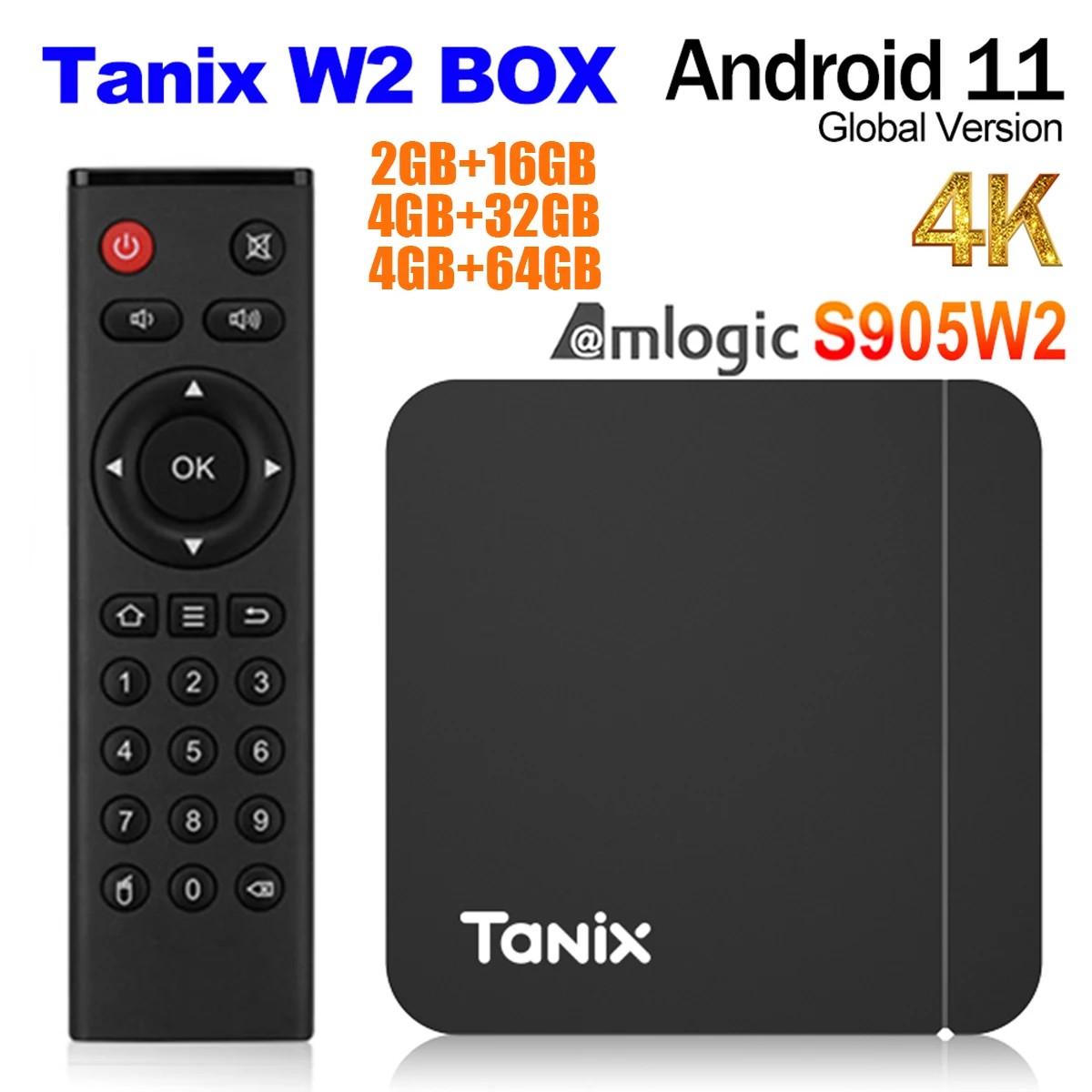 ТВ-приставка Tanix W2 Android 11 Amlogic S905W2 2 Гб 16 Гб 2,4 ГГц/телефон двойной Wifi BT медиаплеер ТВ-приставка