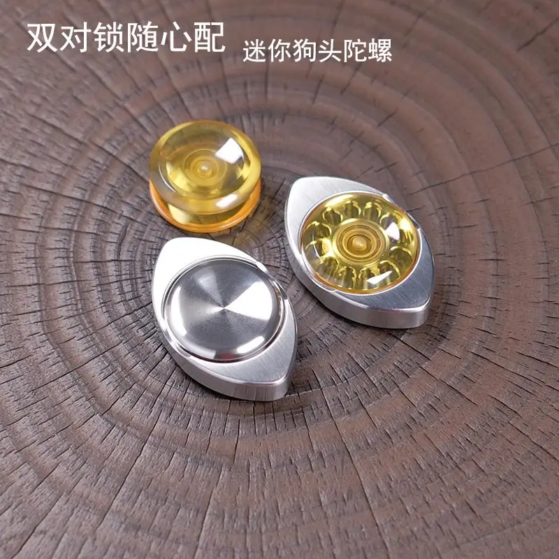 Dual-Cap Mini Dog Knob Fidget Spinner, 2-Armed High-Speed EDC Toy with CNC Machined Body