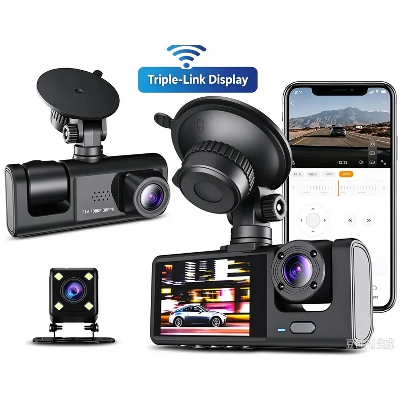 C309 Best-selling 2-inch IPS Screen Triple Recording Triple Lens High-Definition Night Vision Wide-Angle 1080P Car Dashboard Cam