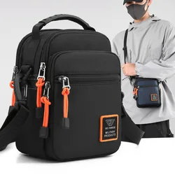 Multi-Function Men's Shoulder Bag Nylon Waterproof Messenger Handbag Side Bag Casual Men Small Crossbody Sling Phone Bag Purses