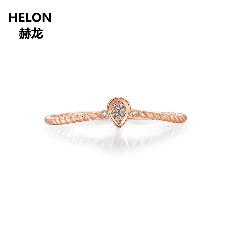 Solid 14k Rose Gold Natural Diamonds Engagement Wedding Ring for Women Anniversary Party Fine Jewelry Band