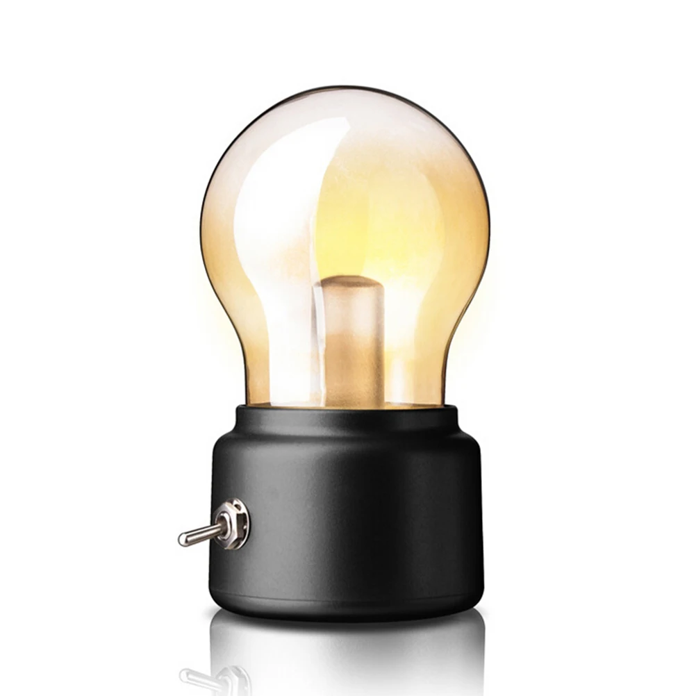 

LED Vintage Light Bulb Rechargeable Night Light Safety USB Energy Saving Low Voltage Portable for Home Desk Table Tea Travel wit