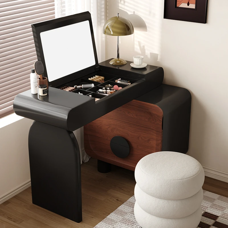 플립 북유럽 의자 세면대 테이블 검정색 작은 접이식 거울 소녀 서랍 드레서 캐비닛 의자 독특한 Coiffeuse 가구