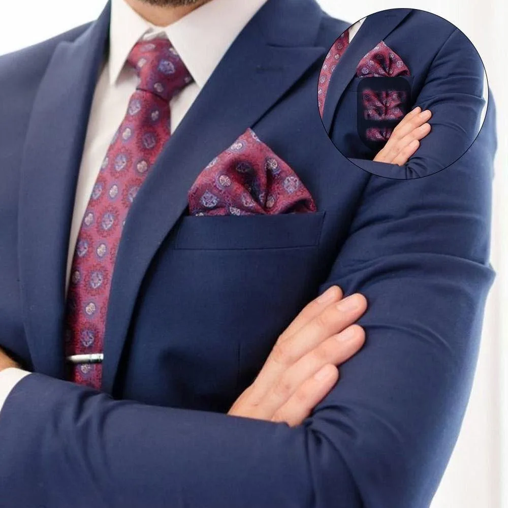 

New PP Pocket Squares Holder Black Universal Size Handkerchief Keeper Scarf Silk Fixed Clip Suit Accessory